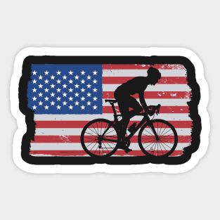 Cycling Road Bike US Flag Cyclist graphic Sticker